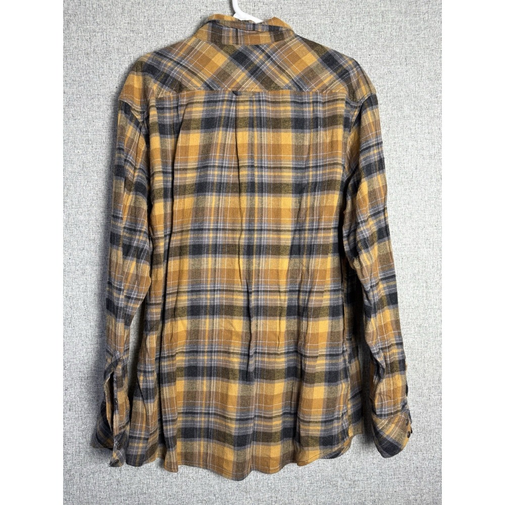 Outpost Makers Plaid Flannel Long Sleeve Shirt Yellow Orange Gray Black‎ 2XL/XXL - Picture 2 of 4